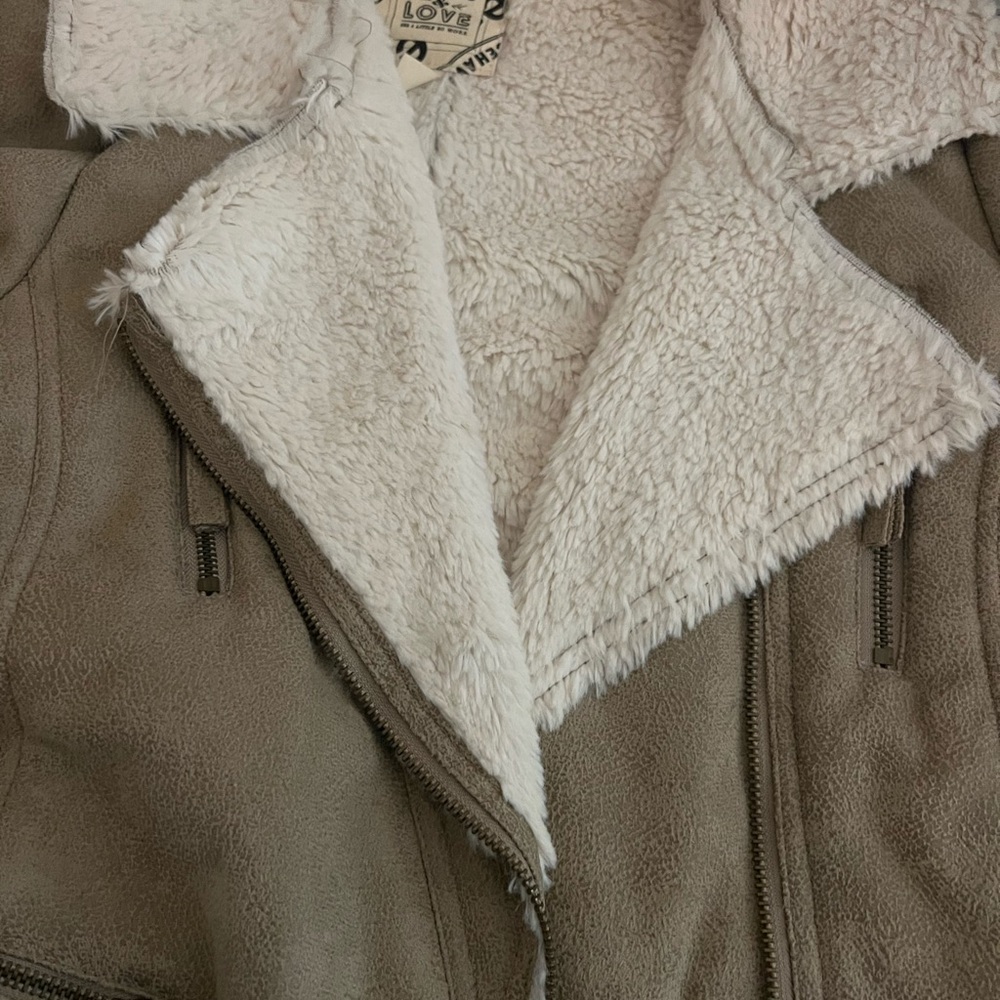 Urban Behavior Taupe Sherpa Cropped Jacket
